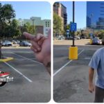 Guy knocks out another guy after he pushes a woman in the parking lot