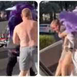 ( Video ) Three showgirls vs one couple on the Vegas Strip